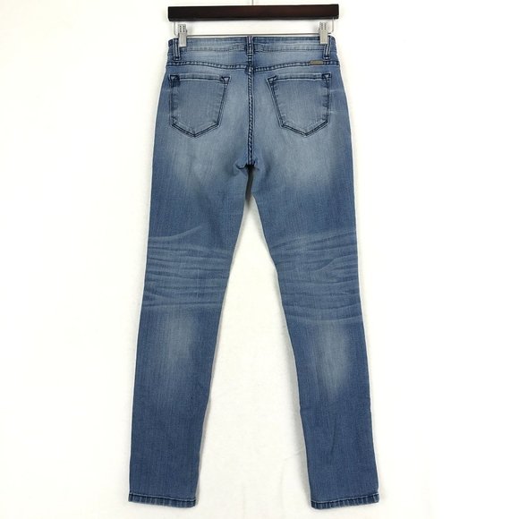 KanCan Women's Size 9/28 Mid Rise Distressed Blue Stretch Denim Skinny Jeans - Picture 2 of 13